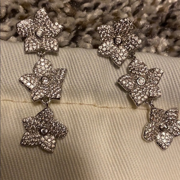 Kate Spade Crystal Pave Bloom Linear Drop Earrings - Picture 2 of 3